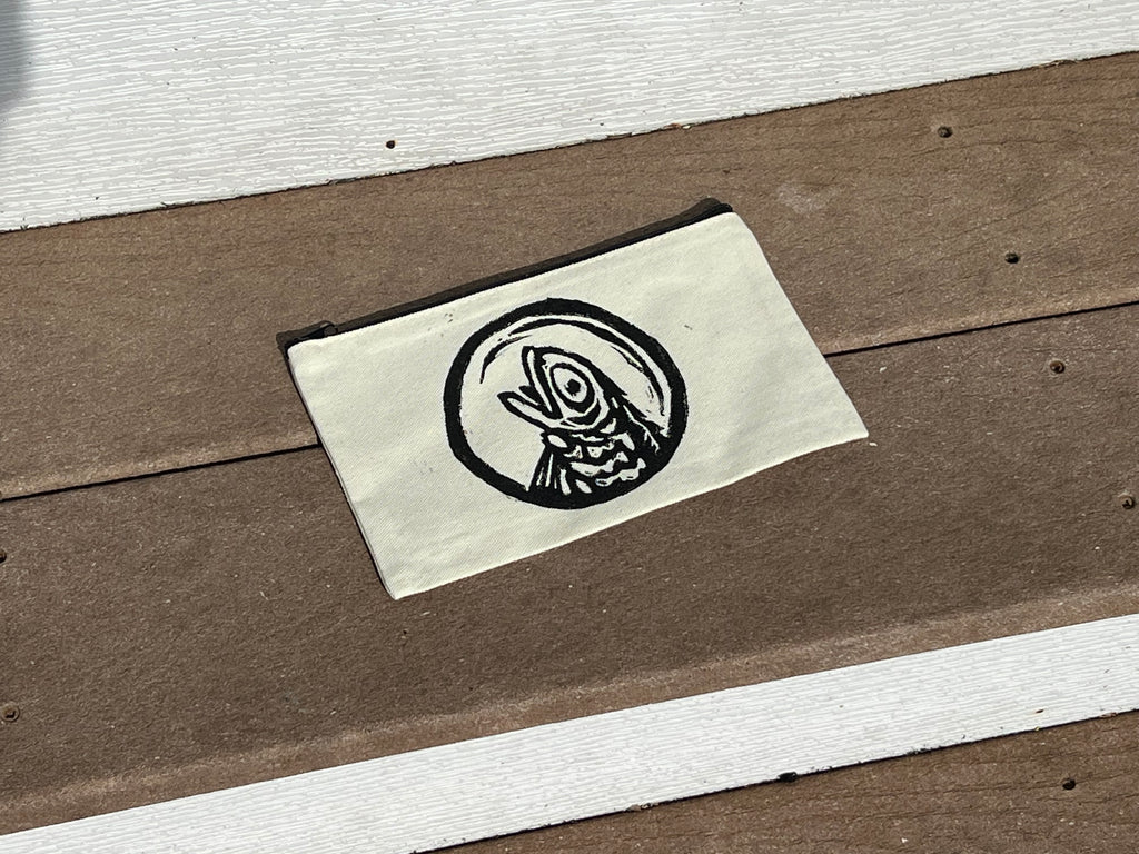 Heads and Tails Linocut Print Pouch