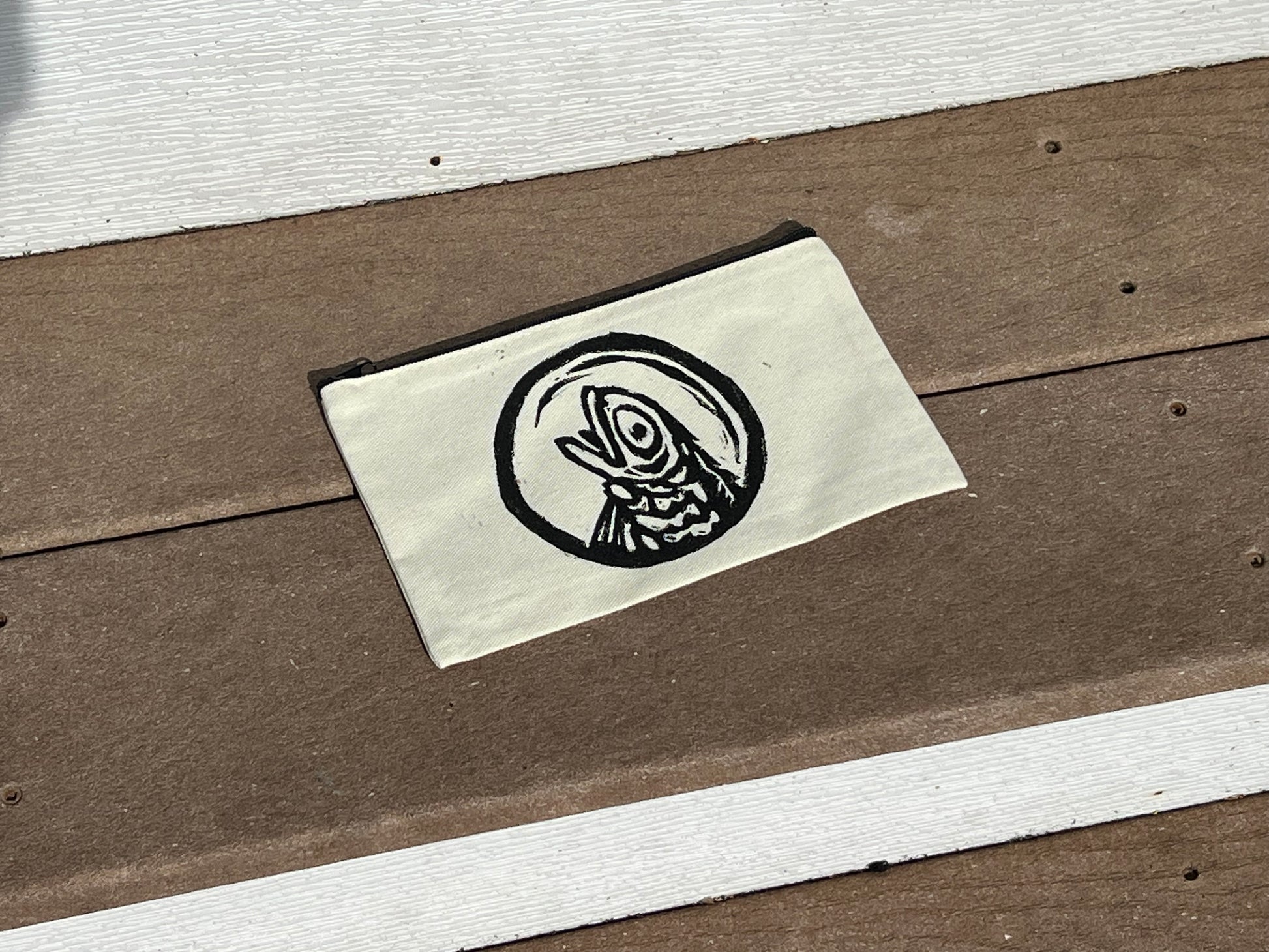 Heads and Tails Linocut Print Pouch